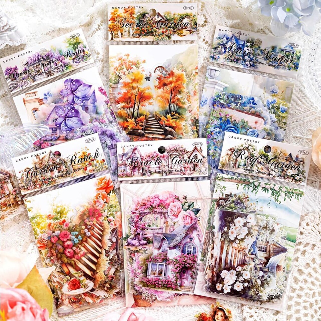 180pcs PET Garden Landscape Scrapbook Paper Journaling Sticker Flower Stickers (Colorful) 3.54 x 1.57 x 0.01 inches